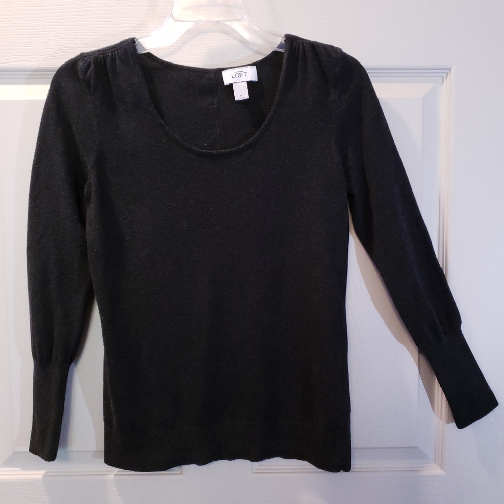 Dark Gray Sweater with Button Detail on Back